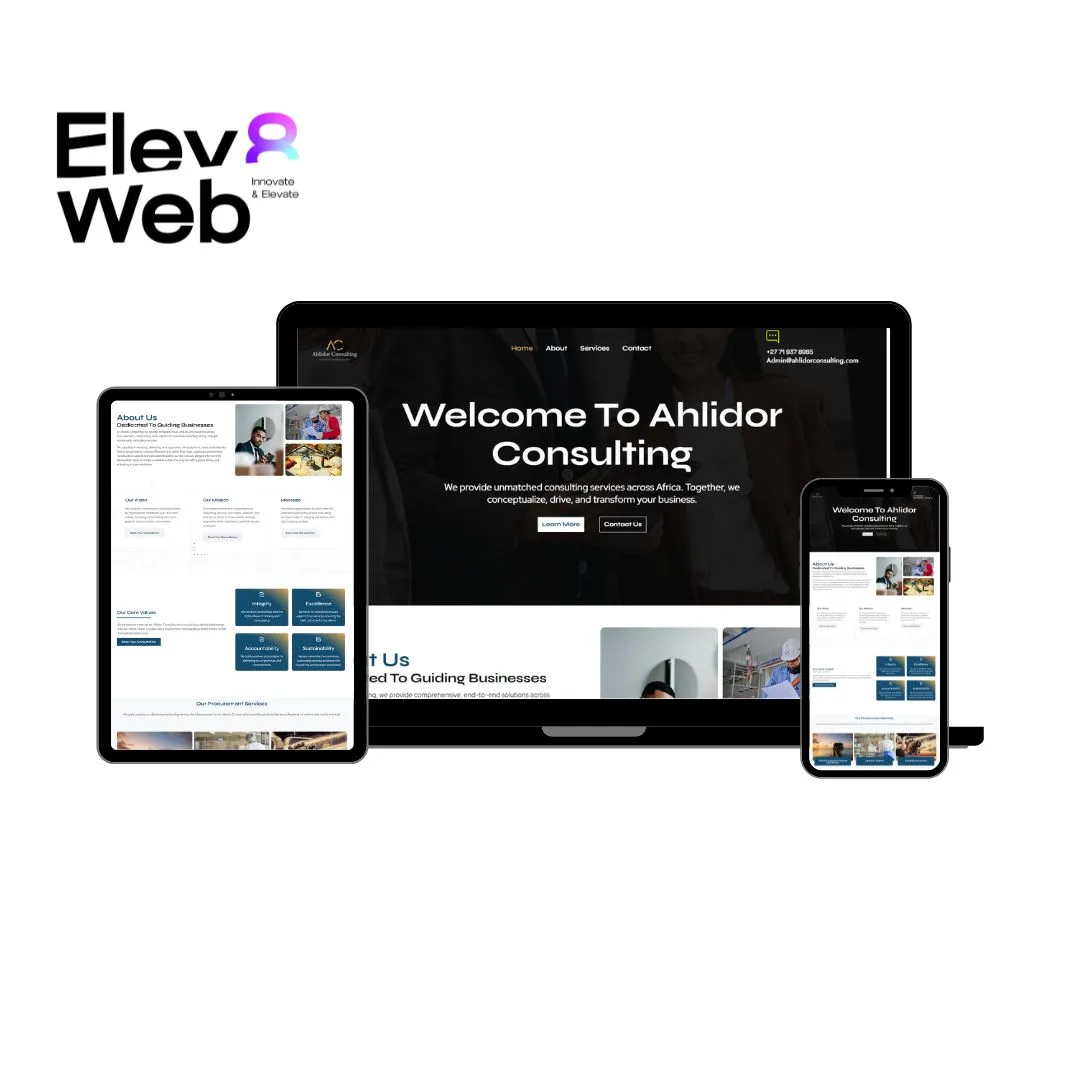 Professional web design portfolio example for Pretoria business - ahlidor